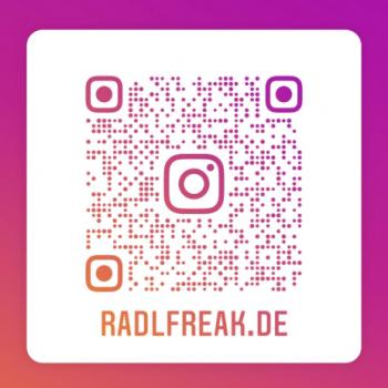 Folge Radlfreak auf Instagram - einfach den QR Code scannen und los geht's