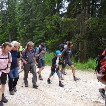 Nach einer Wanderung mit Reinhold Messner in Tiers am Rosengarten