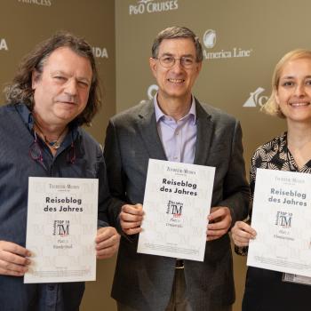 Mit den beiden Kollegen Franz Neumeier und seine »Cruisetricks« (Platz 1) und Andrea David »Filmtourismus« (Platz 2) - (c) Touristik-PR